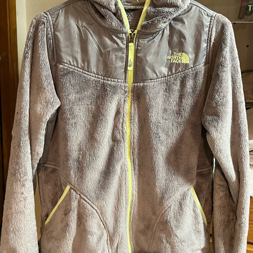 The North Face Gray Jacket with Yellow Logo